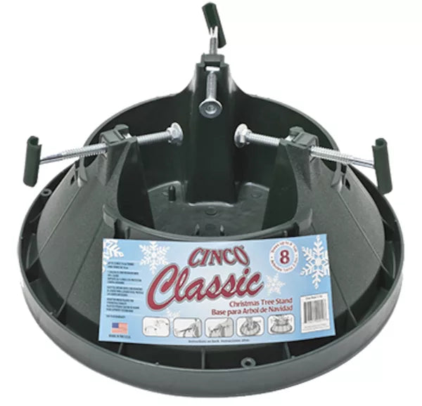 A Cinco Classic Christmas tree stand holding a tree trunk